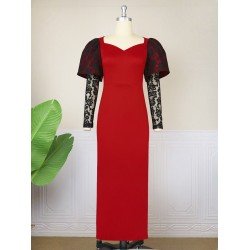 Light Mature Lace Patchwork Women's Long Dress  Light Mature Lace Patchwork Women's Long Dress