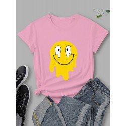 Women Smile Face Melting Graphic Summer T Shirts Women Smile Face Melting Graphic Summer T Shirts