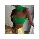  2024 Halter Pure Color Backless Crop Sweater
