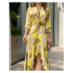 2024 V-Neck Printing Irregular Long Dress  2024 V-Neck Printing Irregular Long Dress