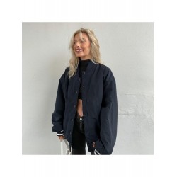 Casual Loose Women's Blue Baseball Jacket  Casual Loose Women's Blue Baseball Jacket