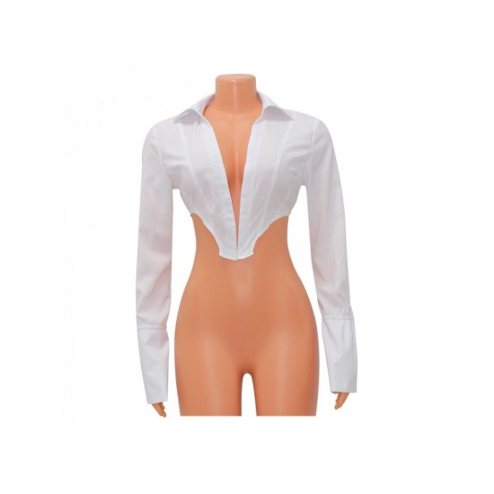  2024 Pure Color Long Sleeve Crop Top