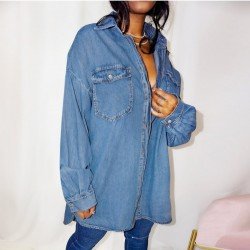 Women's Pure Color Long Sleeve Denim Jackets
