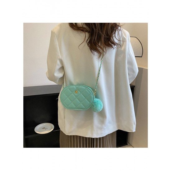  2024 Rhombus Lattice PU Pure Color Shoulder Bags