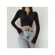 2024 Pure Color Long Sleeve Crop Top