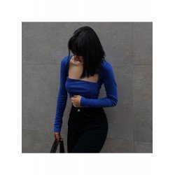 Pure Color Square Neck Women's Navel T Shirt  Pure Color Square Neck Women's Navel T Shirt