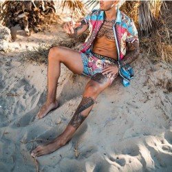  Sleeve Spring Contrast Color Short Sleeve Suit