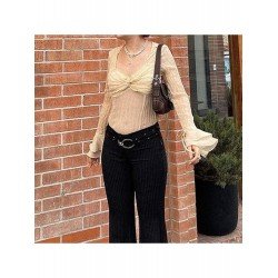 Ladies Chiffon V Neck Ruched Flare Sleeve Tops Ladies Chiffon V Neck Ruched Flare Sleeve Tops