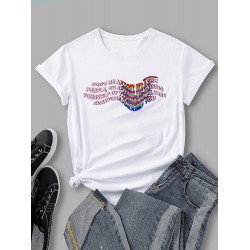 Stylish Letter Graphic Short Sleeve T Shirt Tops Stylish Letter Graphic Short Sleeve T Shirt Tops
