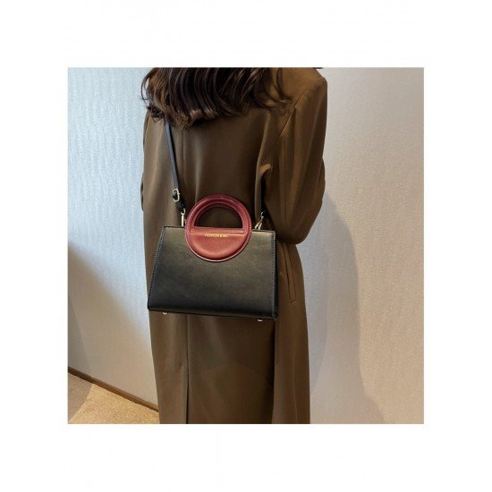  2024 Fashion PU Contrast Color Women's Satchels
