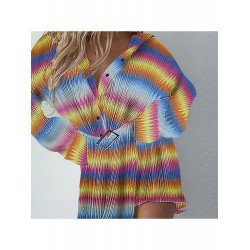 Casual Long Sleeve Flower Gradient Color Short Dress Casual Long Sleeve Flower Gradient Color Short Dress