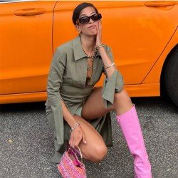 Casual V Neck Long Sleeve Slit Maxi Dresses