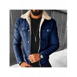 Winter Black Solid Men Denim Coats Winter Black Solid Men Denim Coats
