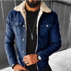 Winter Black Solid Men Denim Coats