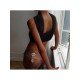 2024 Halter Pure Color Backless Crop Sweater