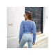 2024 Pure Color V-Neck Women's Navel Sweater