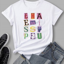 Letter Printed Black Casual T Shirts For Women