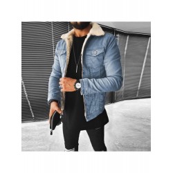 Winter Black Solid Men Denim Coats Winter Black Solid Men Denim Coats