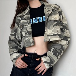 Fall Cool Street Camouflage Cropped Jacket Coats