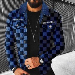 Street Grid Black Men Jacket Coats