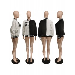 Fashion Contrast Color Letter Women's Baseball Jacket  Fashion Contrast Color Letter Women's Baseball Jacket