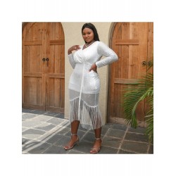 Elegant V Neck Pure Color Tassel Party Dress  Elegant V Neck Pure Color Tassel Party Dress