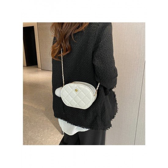  2024 Rhombus Lattice PU Pure Color Shoulder Bags