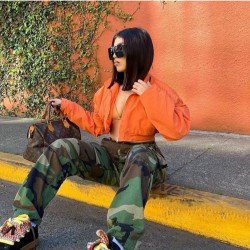  Fashion Street Pure Color Zipper Long Sleeve Jacket