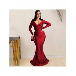 Sexy V Neck Pure Color Backless Long Dress  Sexy V Neck Pure Color Backless Long Dress
