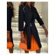  2024 Pleated Patchwork Women's Long Sleeve Dress