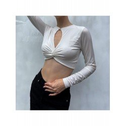 Pure Color Hollowed Out Spice Girl Crop Top  Pure Color Hollowed Out Spice Girl Crop Top