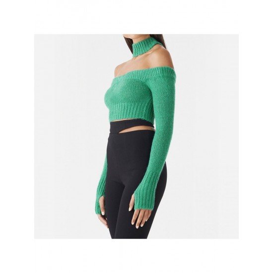 2024 Pure Color Halter Short Sweater