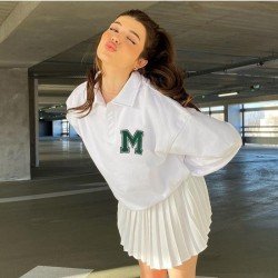  College Style Letter Embroidery Casual Women's Sweater