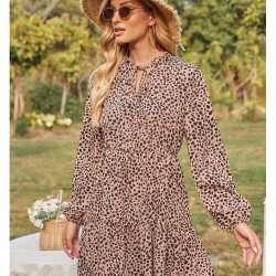 Rural Style V Neck Ruffles Puff Sleeve Short Dress