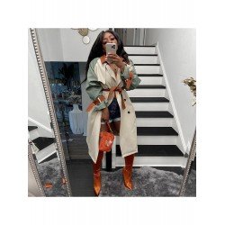 Color Blocking Fall Women Long Coats Color Blocking Fall Women Long Coats