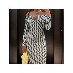 Printed Off The Shoulder Long Sleeve Maxi Dress Printed Off The Shoulder Long Sleeve Maxi Dress