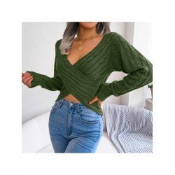 Sexy V Neck Solid Long Sleeve Cropped Sweaters Sexy V Neck Solid Long Sleeve Cropped Sweaters