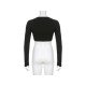 Sexy Black V Neck Cropped Tops