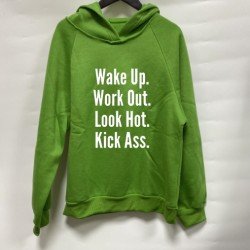 Casual Letter Printed Black Loose Women Hooded Tops
