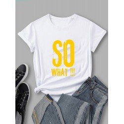 Streetwear Letter Printed White Tee Shirts For Women Streetwear Letter Printed White Tee Shirts For Women