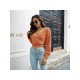  2024 Pure Color V-Neck Women's Navel Sweater