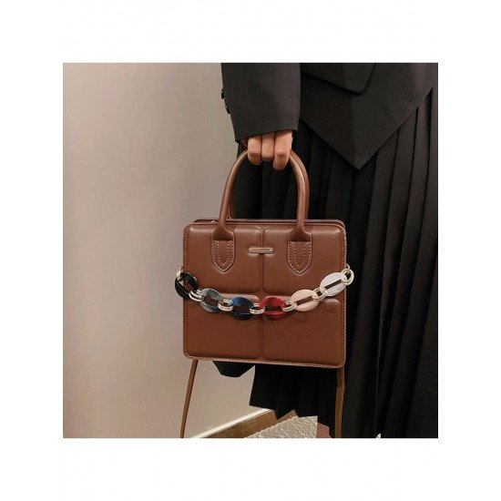  2024 PU Pure Color Chain Shoulder Bags