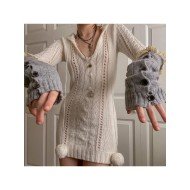  2024 Pure Color Hollowed Out Hooded Women's Dress