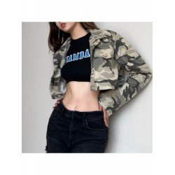 Fall Cool Street Camouflage Cropped Jacket Coats Fall Cool Street Camouflage Cropped Jacket Coats