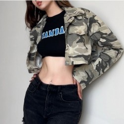 Fall Cool Street Camouflage Cropped Jacket Coats