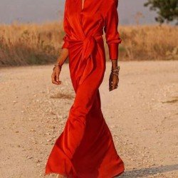  2024 Fall Casual Pure Color Long Dress