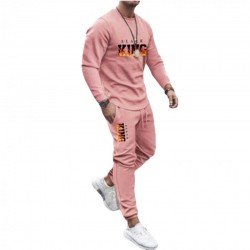 Men's Casual Letter Long Sleeve Top And Trouser Suits