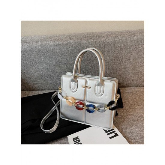  2024 PU Pure Color Chain Shoulder Bags
