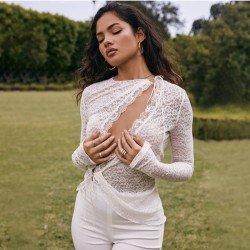 Spice Girl Lace Hollowed Out Bandage Top