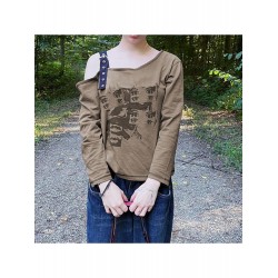 Cartoon Pattern Irregular Inclined Shoulder Ladies Tops  Cartoon Pattern Irregular Inclined Shoulder Ladies Tops
